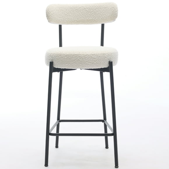 Kojooin Juego de 2 Taburetes de Bar con Altura de Mostrador, Sillas de Taburete de Bar de 26 Pulgadas con Respaldo, Cojines Gruesos y Patas de Metal para Isla de Cocina, Mostrador, Comedor