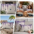 thumbnail image 4 of Wisteria Outdoor Pillow Covers 16x16 Set of 2,Waterproof Patio Throw Pillowcase Protectors,Spring Purple Flowers Butterflies Vintage Beige Decorative Pillow Shams Cushion Covers for Seat Bed Couch, 4 of 8