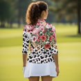 thumbnail image 5 of Uorisanigo Cow Print Floral Athletic Polo Workout Tops for Women Soft Fashionable Women's 3/4 Sleeve Athletic Golf Shirts Comfortable Dry-Fit Tennis Tops Workout Sports Daily Wear, 5 of 7