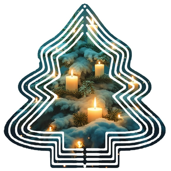 Stylish Metal Hanging Christmas Tree Wind Spinner - Festive Garden Decoration with Snowy Pine Design for Yard & Outdoor Decor