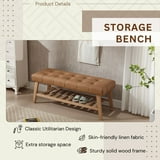 Dayalane Upholstered Storage Bench with Shoe Rack,Linen Fabric Entryway Bench for Living Room, Bedroom and Hallway, Multi Functional Ottoman with Solid Wood Shelf, Brown - Walmart.com