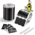thumbnail image 1 of Blackboard Labels, 2 Rolls 300pcs Black Sticky Labels +2 Chalk Markers, Reusable Adhesive Labels, 1 of 5