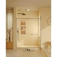 thumbnail image 3 of Sliding Glass Shower Door Frameless Shower Door in Stainless Steel 60" W x 76" H, Tempered Glass Shower Doors with Seal Strip Parts and Handle, Easy Sliding Showe Door (Black), 3 of 9