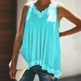 thumbnail image 2 of HAPIMO Women's Summer Tank Tops Sleeveless Shirts for Girls V-Neck Blouse Solid Color Print Tops Lace Crochet Tunic Camisole Casual Pleated Flowy Camis Vest Savings Light blue XL, 2 of 5