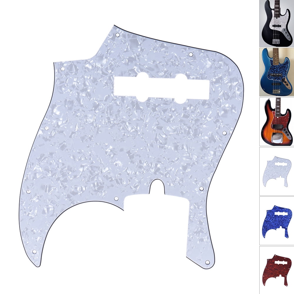 4ply White Pearl Jazz Bass Black Top Style Guitar Pickguard w/ PB Pickup hole