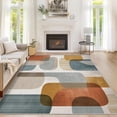thumbnail image 4 of Mid Century Geometric Area Rug, Abstract Boho Pattern Indoor Carpet, Washable Non Slip Low Pile Soft Thin Rug for Living Room Bedroom Home Decor Mat 5x6ft, 4 of 8