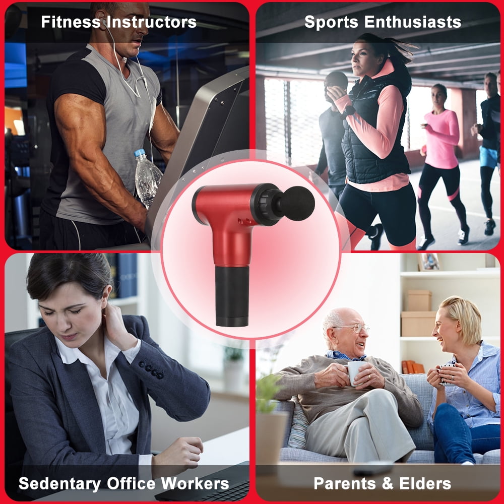 6 Speeds Mid Range Ergonomic Massage Gun - Fire Red with Gift Box
