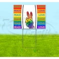 thumbnail image 1 of Peace Love (18" x 24") Yard Sign, Includes Metal Step Stake, 1 of 6