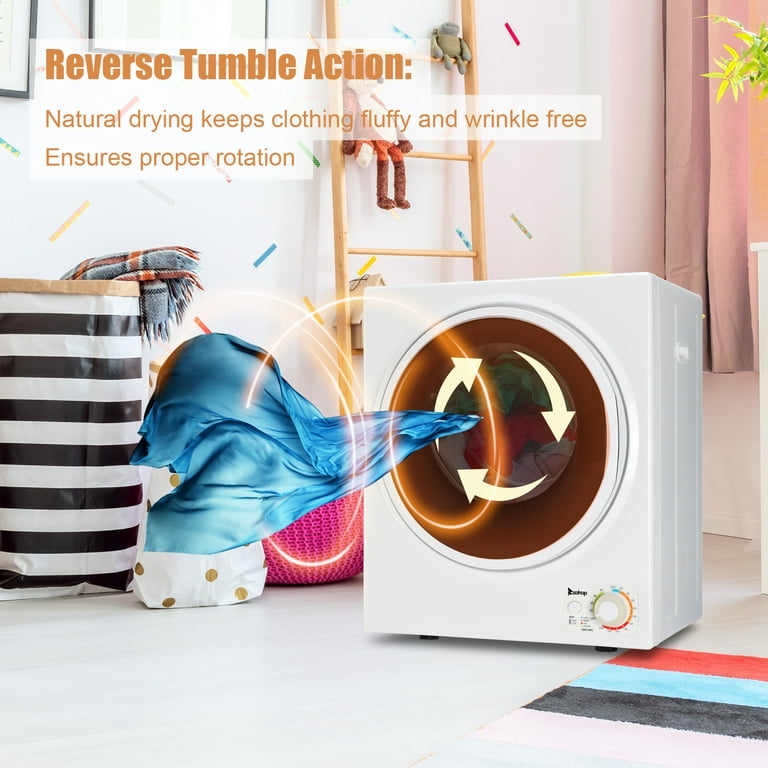 Home Wall Mounted Stainless Steel Compact Electric Clothes Dryer - White