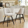thumbnail image 5 of BENESKY Swivel Bar Stools Set of 2, Modern Counter Height Bar Stools with Back and Wood Legs, 26" H Seat Height Upholstered Barstools Bar Chair for Kitchen Island Home Bar, Linen Fabric Beige, 5 of 8