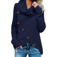thumbnail image 2 of Long Sleeve Winter Warm Woman Pullovers Clothes Solid Sweater O-Neck Buttons 2022 Fashion Autumn Elegant Casual Women Sweaters, 2 of 6