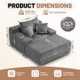 thumbnail image 3 of 66 Inch Chaise Lounge Chair for Indoor Use, Oversized Corduroy Upholstered Boneless Sofa Bed, Deep Seat Sleeper Couch, No Assembly Required，800lb Support gray, 3 of 9