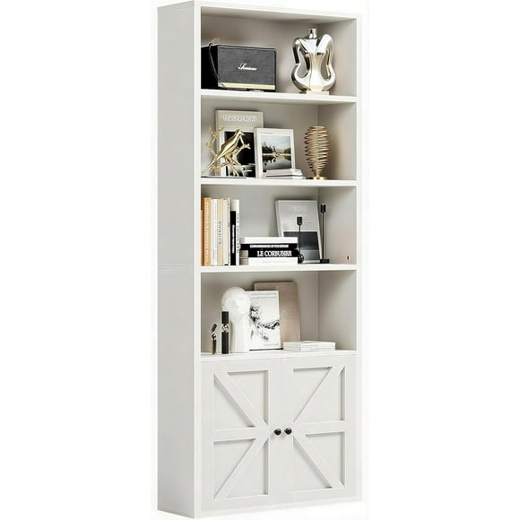 Bibliothèque Ouverte avec Porte Étagères de Rangement Présentoir Étagères de Rangement Unité Autoportante Déco Maison Meubles pour Maison Bureau Salon