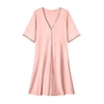 thumbnail image 4 of Squevariel Solid Color Nightshirt for Women V-Neck Short Sleeve Satin Silk Sleep Dress Casual Comfortable Nightgowns, 4 of 8
