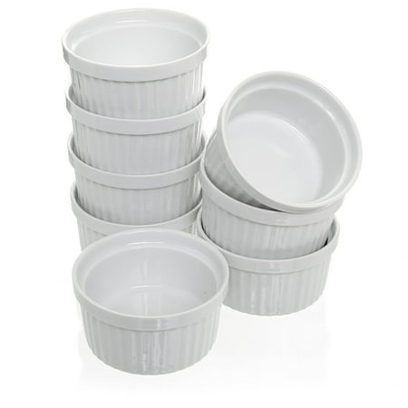 Porcelain White Ramekins Set, Souffle & Creme Brulee 4 oz (Set of