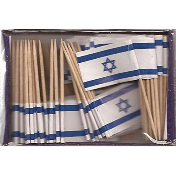 25 Box Wholesale Lot of Israel Toothpick Flags, 2500 Small Mini Israeli Flag Cupcake Toothpicks or Cocktail Picks