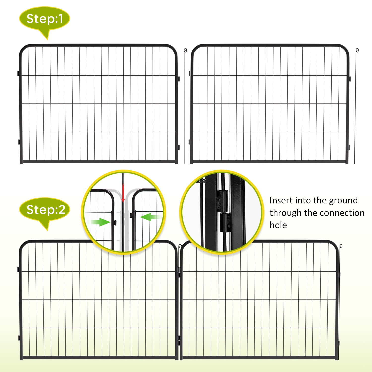 BestPet Dog Playpen Extender 24 Inch, 4 Panels Heavy Duty Metal Pet Exercise Playpen,Indoor Outdoor Fence Panels