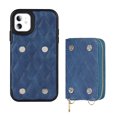thumbnail image 3 of Allytech Crossbody Wallet Case for iPhone 12/12 Pro, Quilted PU Leather Zipper Handbag Purse Flip Kickstand Folio Card Slots Holder Wrist Strap Lanyard Cover for iPhone 12/12 Pro 6.1", Blue, 3 of 7