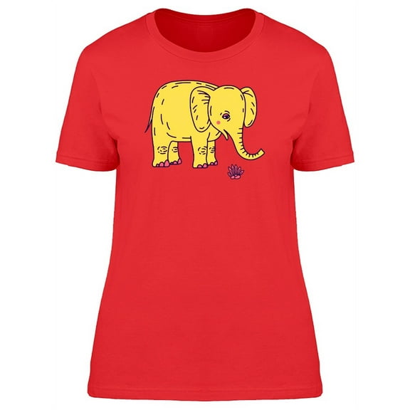 Yellow Elephant Doodle Sketch T-Shirt Women -Image by Shutterstock, Female x-Large