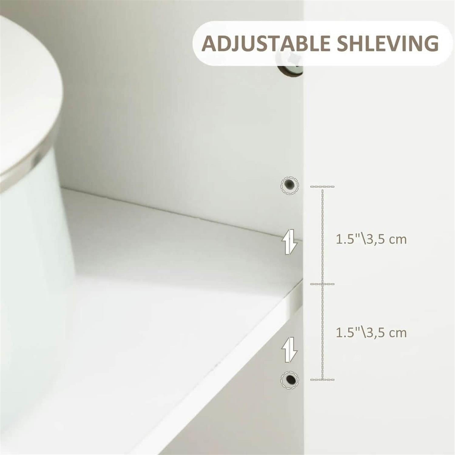 Demi Bonn 35" Rolling Kitchen Island Cart, Mobile Serving Trolley Table with Storage, Adjustable Shelf & 2 Towel Holders for Home & Kitchen, White