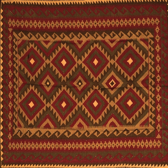 Ahgly Company Indoor Square Southwestern Orange Country Area Rugs, 3' Square