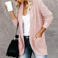 thumbnail image 4 of Honeeladyy Fall Winter Women’s Open Front Long Sleeve Loose Slouchy Waffle Chunky Knit Cardigan Sweater with Pockets Pink XXXL, 4 of 8