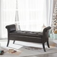 thumbnail image 2 of Alden Design Faux Leather Upholstered Storage Bench for Home, All Ages, Dark Brown, 2 of 11