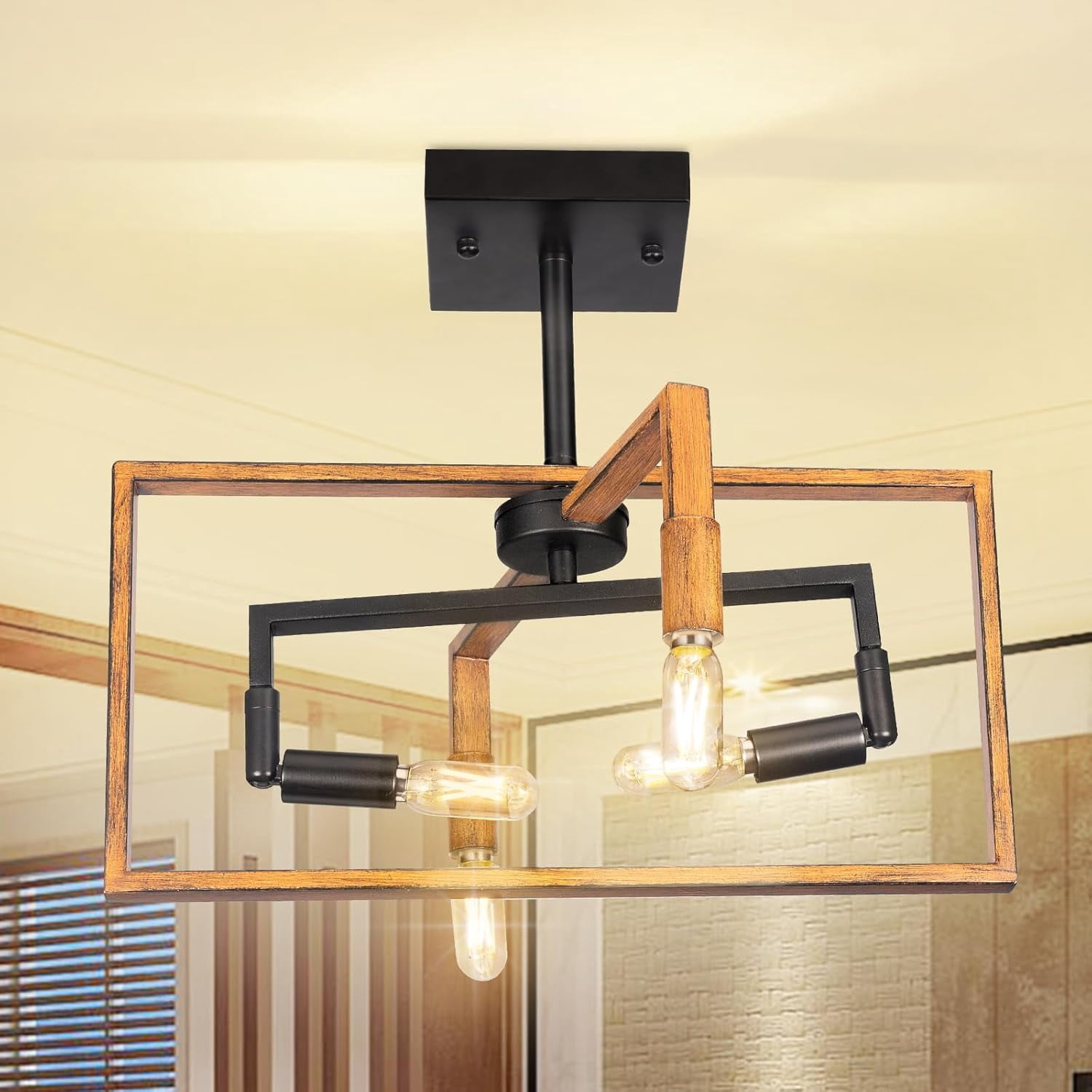 Jinyi 4-Light Vintage/Industrial/Farmhose Dimmable Flush Mount Lights