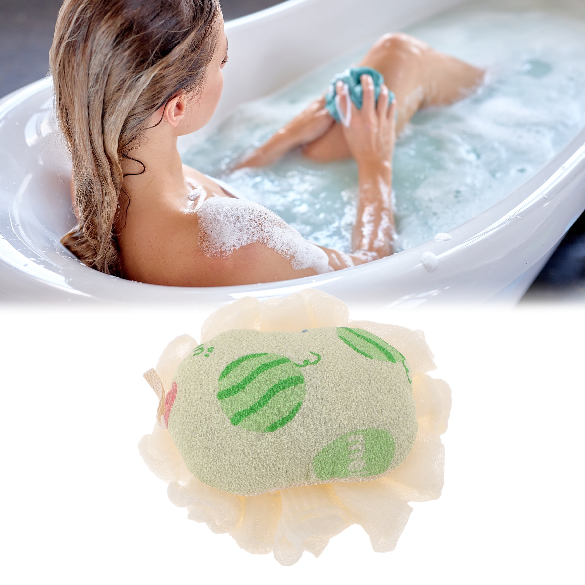 Unique Bargains Fruit Bath Sponge Body Scrubber 1 Pc Green