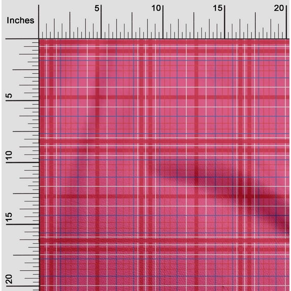 oneOone Cotton Jersey Dark Pink Fabric Madras Check Craft Projects Decor Fabric Printed By The Yard 58 Inch Wide