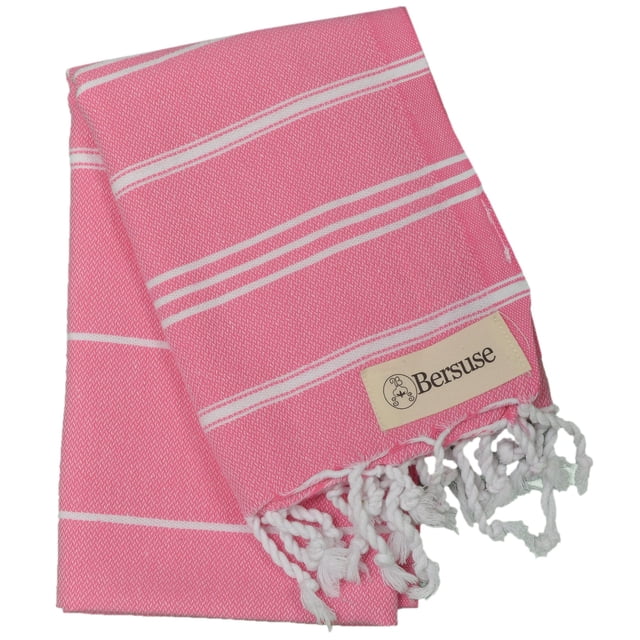 Bersuse Serviette à Main Turque 100 % Coton Anatolia - 23x43 Pouces, Rose