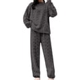 thumbnail image 3 of ManxiVoo Women's Pajama Sets Fleece Fuzzy Loose Fit Top and Pants Warm Cozy Winter Sleepwear Lounge Set for Home Comfort, 3 of 6