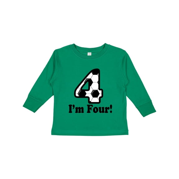 Inktastic 4 Year Old Soccer Party 4th Birthday Boys or Girls Long Sleeve Toddler T-Shirt