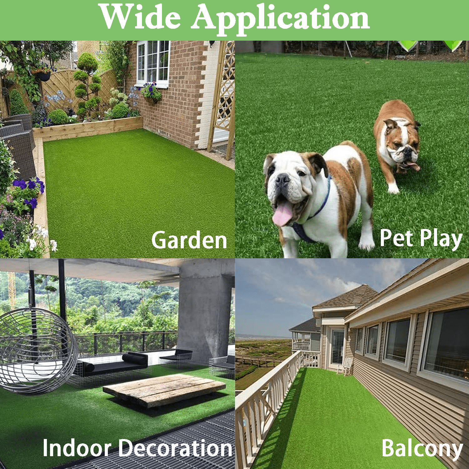 Qunbio Realistic Thick 3.3ft x 32.8ft Artificial Grass Turf, Faux Lawn Grass Rug for Indoor/Outdoor, Synthetic Landscape Fake Grass Mat