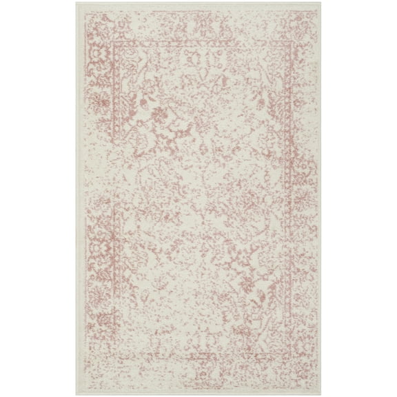 SAFAVIEH Adirondack Wyatt Traditional Distressed Area Rug, Ivory/Rose, 2'6" x 4'