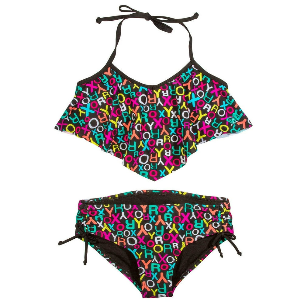 Roxy Roxy Young Girls 2 Piece Fashion Swimsuits (Pop Logo, 10)