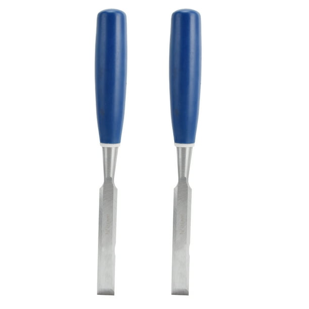 2pcs Wood Chisels High Hardness Wood Carving Chisel Set with Blue Handle for Woodworking Flat Chisel Slotting Chisel5 8in