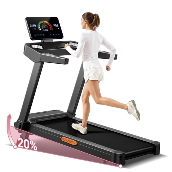 SONITU 20% Manual Incline Treadmill for Home, Foldable 3.5 HP Motor Running Machine, 400 lbs Capacity