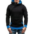 thumbnail image 2 of ZCFZJW Funnel Neck Hoodie Tops for Men Big and Tall Regular Fit Casual Long Sleeve Fall Winter Slant Zipper Hooded Sweatshirt Trendy Baggy Outwear Jacket Tops with Pockets Blue L, 2 of 5