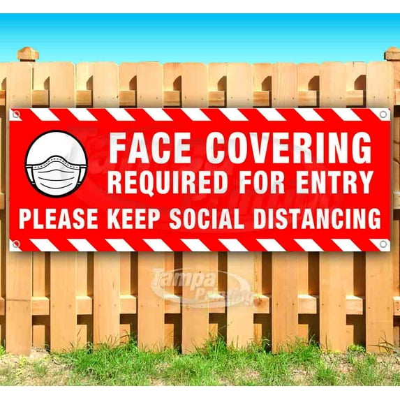 Face Covering Required For Entry 13 oz Vinyl Banner With Metal Grommets