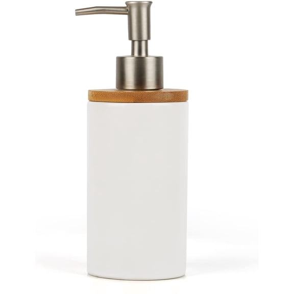Ceramic Soap Dispenser Hand Refillable Liquid Great for Kitchen and Bathroom Decorative (White)