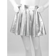 thumbnail image 5 of Aislor Girls Shiny Metallic Mini Pleated Skater Skirt Athletic Dance Skating Skort Skirt Scooter Skirt Dancewear Silver 10, 5 of 7