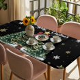 thumbnail image 3 of Black Christmas Tree Table Cloths for 6 Foot Rectangle Tables, Snowflake Tree Xmas Patio Waterproof Elastic Fitted Tablecloths, Washable Rectangular Table Cover for Camping, 3 of 8