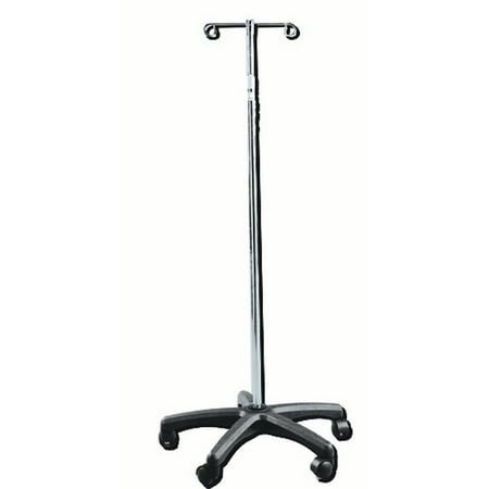 Pole 4 Leg 2 Hook - Drive Medical I.V. Stand 2 Hook - 5 Leg Part No.13016-2