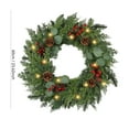 thumbnail image 3 of Norfolk Artificial Wreath For Front Door, Realistic Green Leaves With Pine Cones Berries And Built-In Lights, Wind Rain Sunlight Resistant, 60Cm/26 Inches And 46Cm/18.1 Inches,, 3 of 7