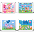 thumbnail image 2 of Fondo de decoración para fiesta de cumpleaños de Peppa Pig con dibujos animados para niños, suministros para fiesta de feliz cumpleaños, telón de fondo para fotografía de baby shower, 2 of 5