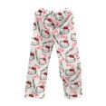thumbnail image 1 of Pantalones de pijama de Hello Kitty de Navidad para mujer, Pantalones suaves de tela elástica doble de lana Sanrio de talla grande, pantalones de dibujos animados KawaiiGift, 1 of 4