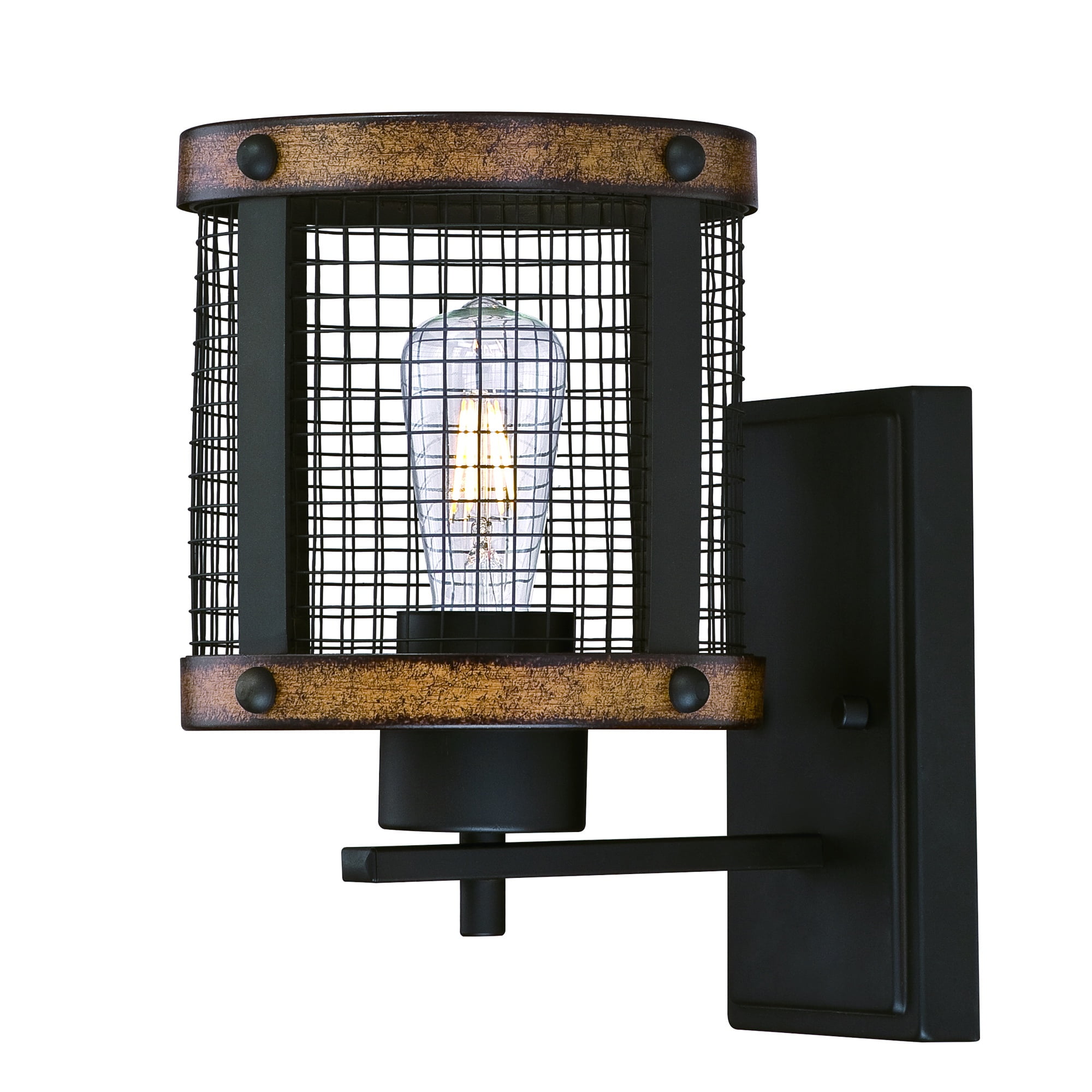 Westinghouse Lighting 1-light Emmett Wall Fixture with Barnwood Accents with Mesh Shade