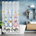 thumbnail image 6 of Easter Bunny No Hooks Shower Curtain with Snap-in Liner Colorful Eggs Bow Rabbit Flower Polka Dots Blue Background Shower Curtains for Bathroom, Waterproof, Easy Install, Washable 36"x72", 6 of 9