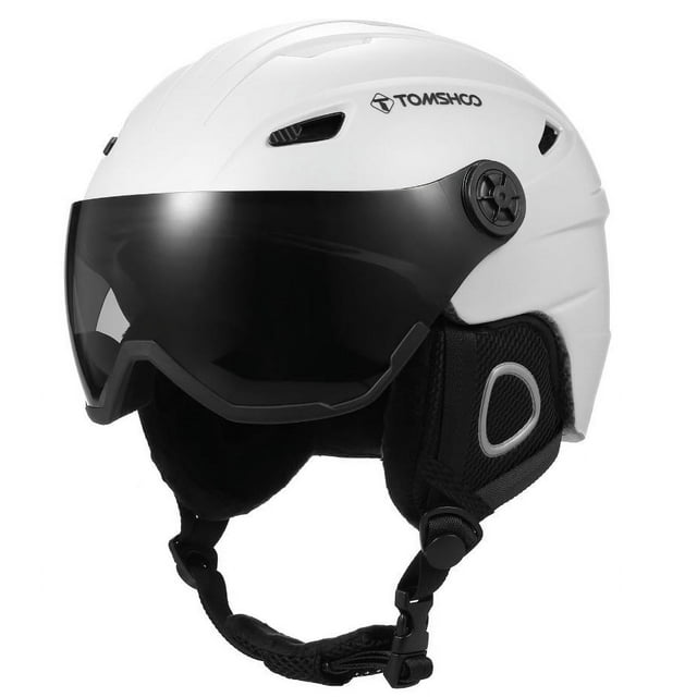 TFixol TOMSHOO Winter Ski Helmet with Anti-Fog Goggles, Adjustable Fit, Lightweight Design, White, Size L